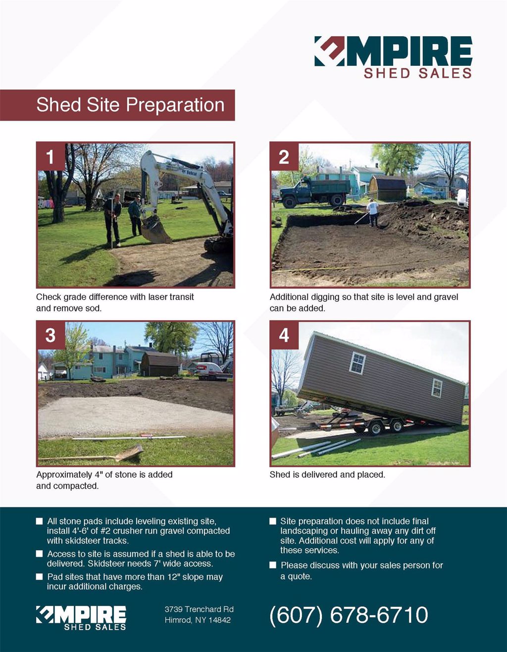 Instructions for proper site preparation for backyard sheds